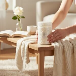 Leoben Vanilla Noir Candle No 49 White Opaque Cut Glass Jar 18oz 80 Hr Burn Time